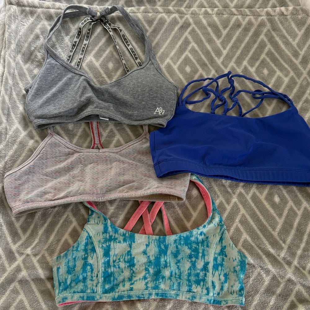 Stylish Women's Sports Bra Set - Gray, Blue, Pink, and Teal